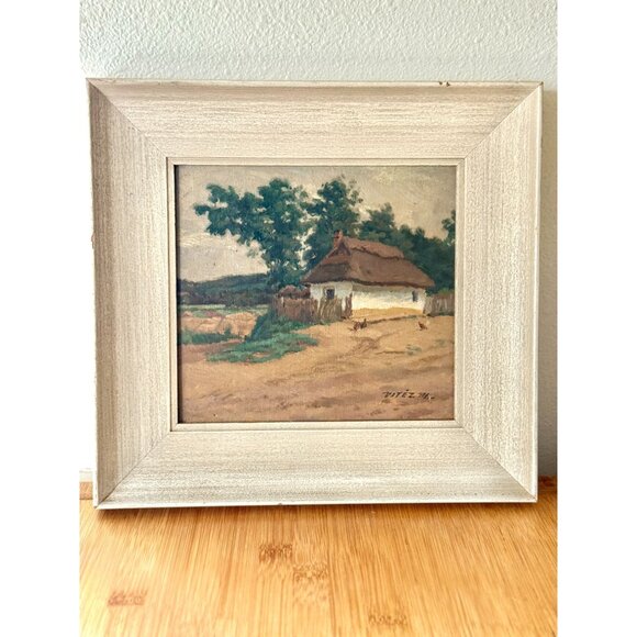 Mátyás Vitez Original Oil Painting of Primitive Cottage Scene